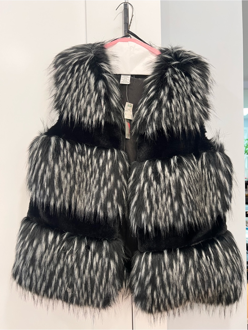 Black & White Faux Fur Vest